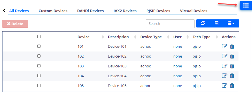 Screenshot of the devices list icon