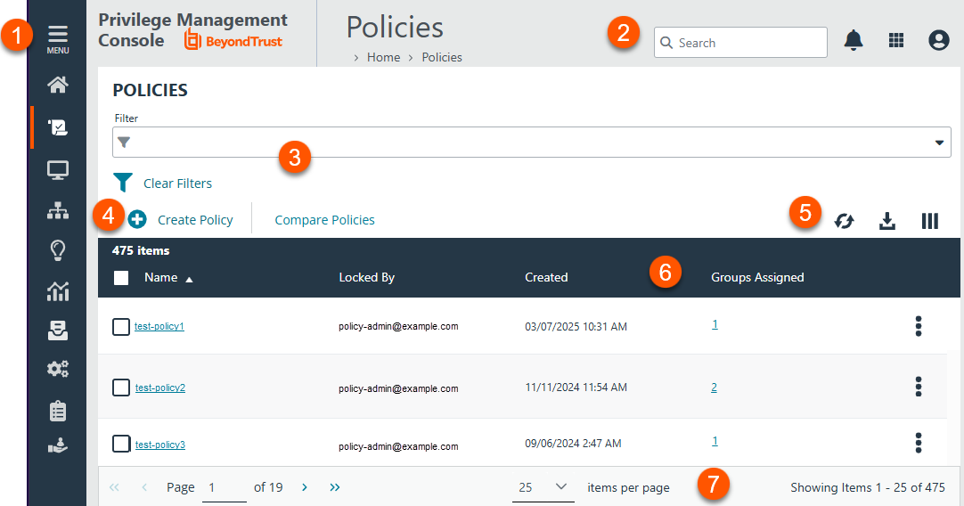 Endpoint Privilege Management Policies page.