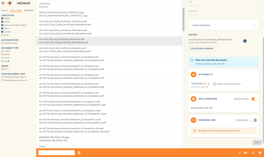 Figure 287. Document list view in 3 column mode