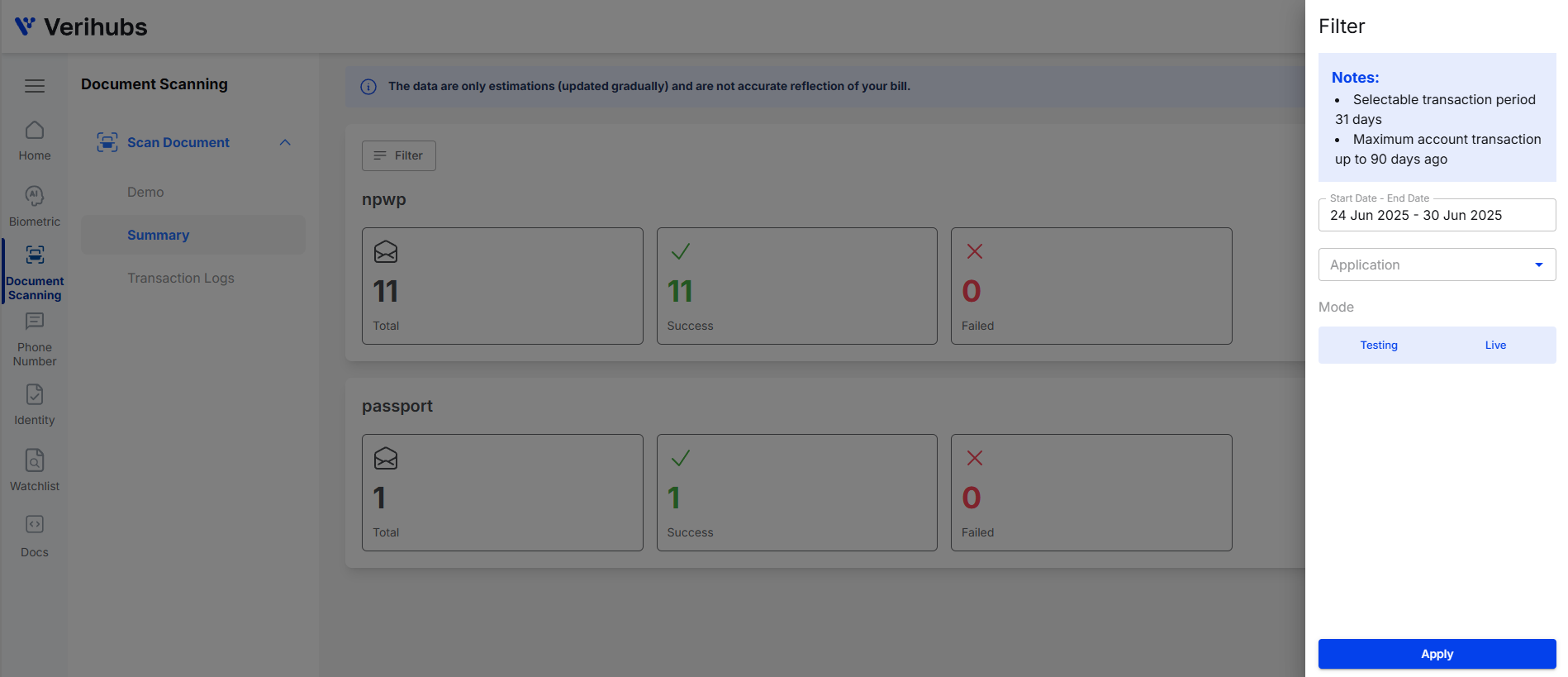 Filter of Summary for Document Scanning