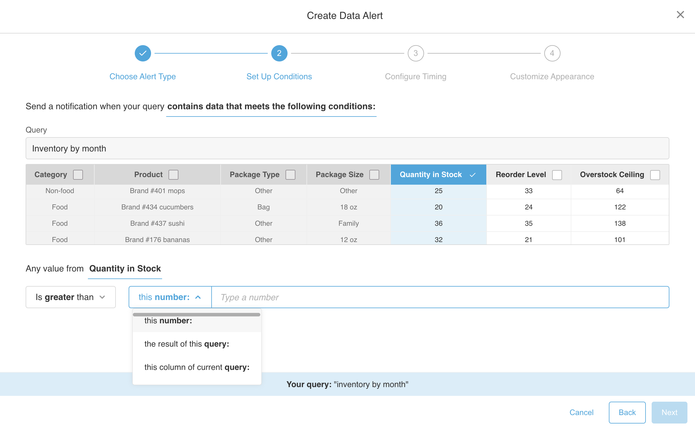 2. When the query contains data that meets specific conditions.