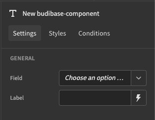 the new settings for our component now show up in the builder