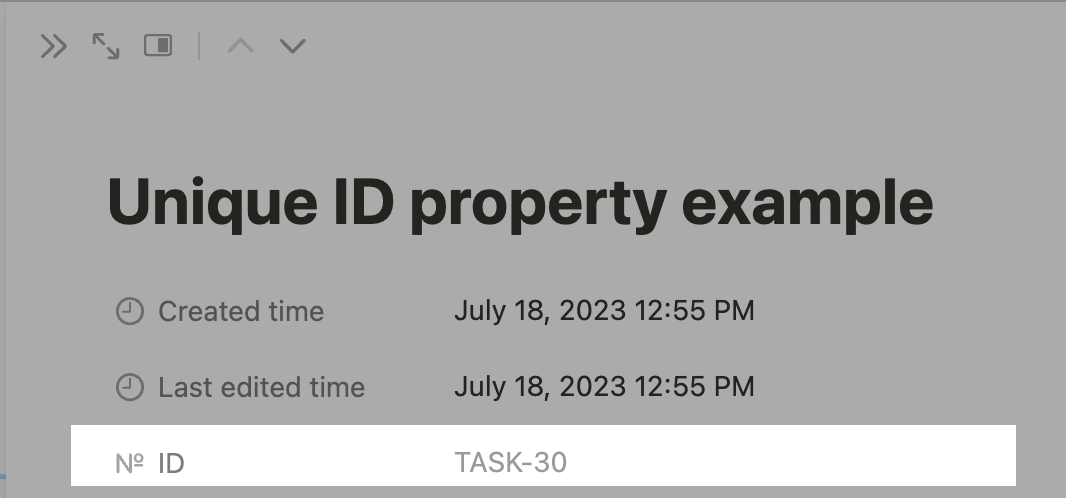 The unique ID in a Notion page's properties