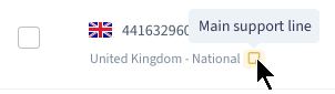 Screenshot of the note added to the DID number
