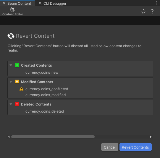 The Revert Summary Window