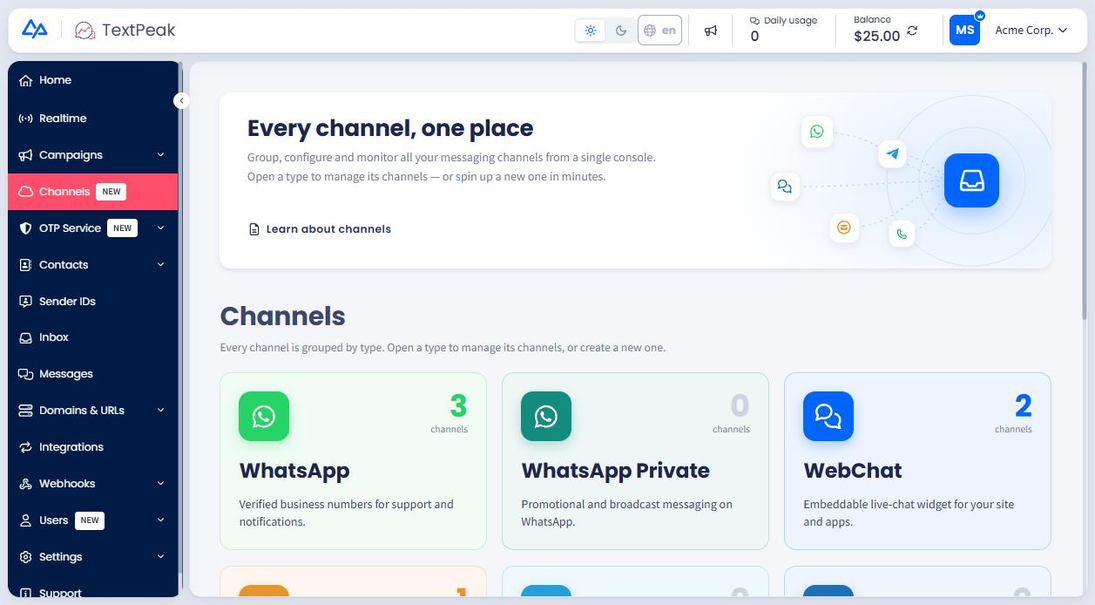 Screenshot of the Top bar