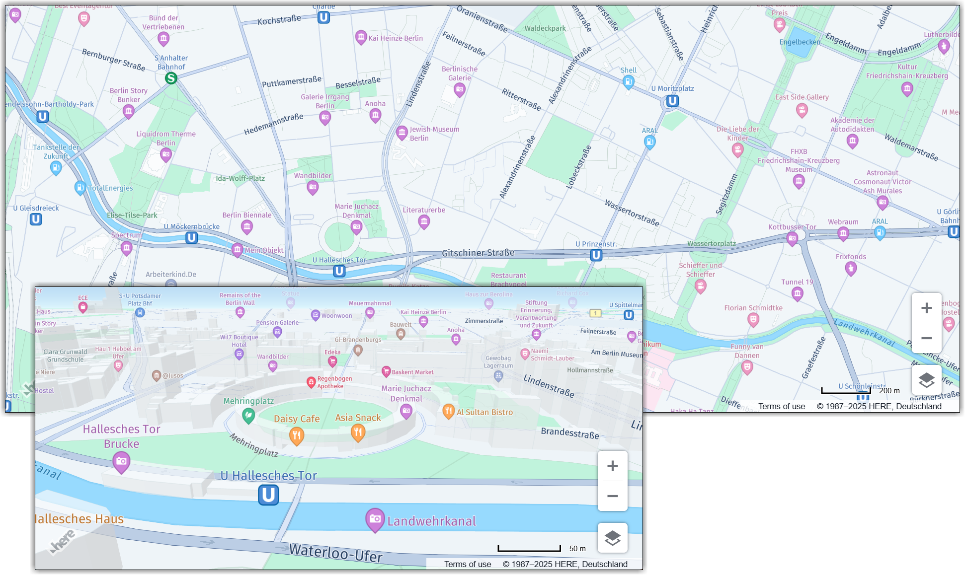 A basic vector map rendered with the HERE Maps API for JavaScript