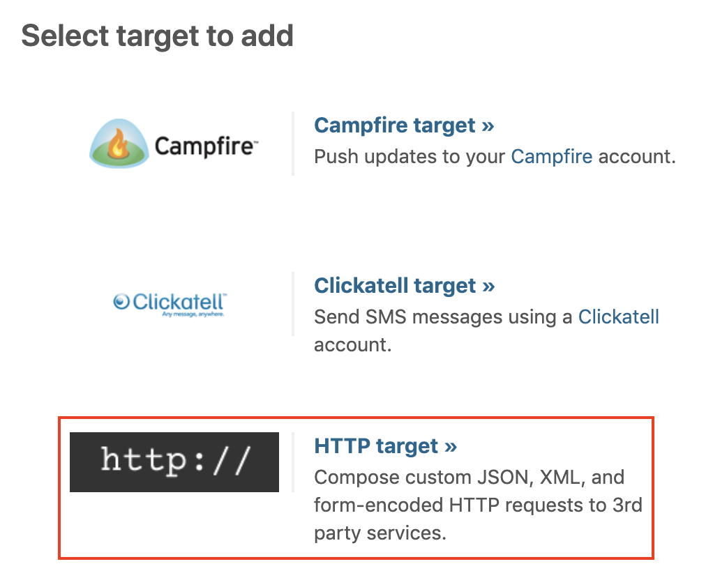 Select "HTTP target"