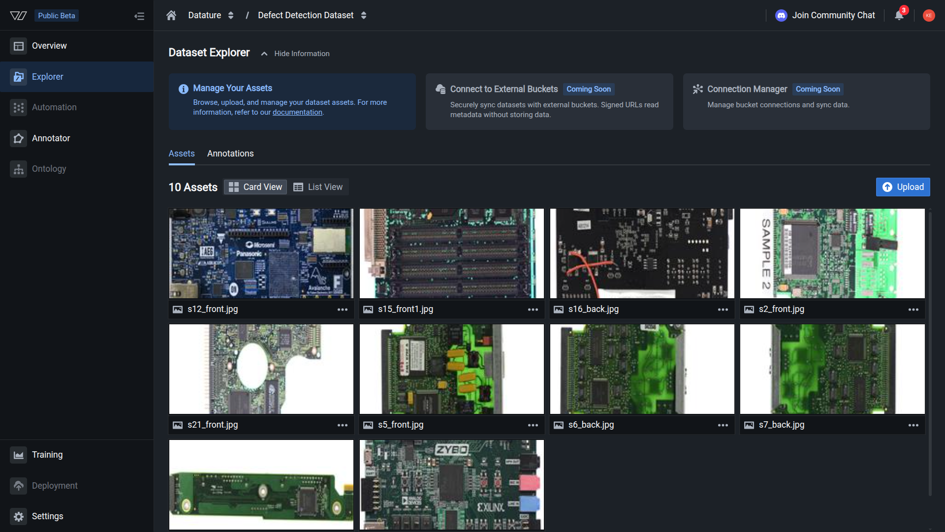 Open the Dataset Explorer