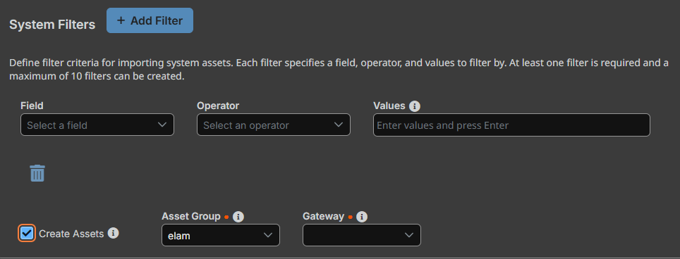 Image of the System Filters section.