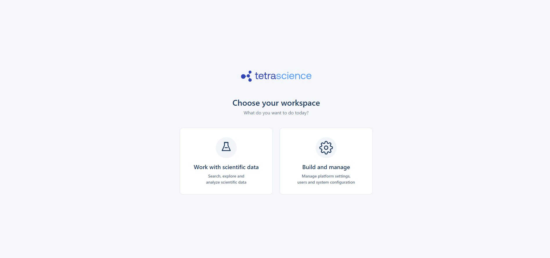 Choose your workspace page