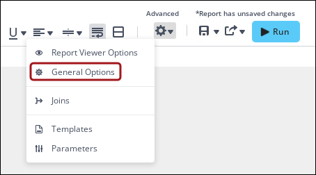 Clicking General Options