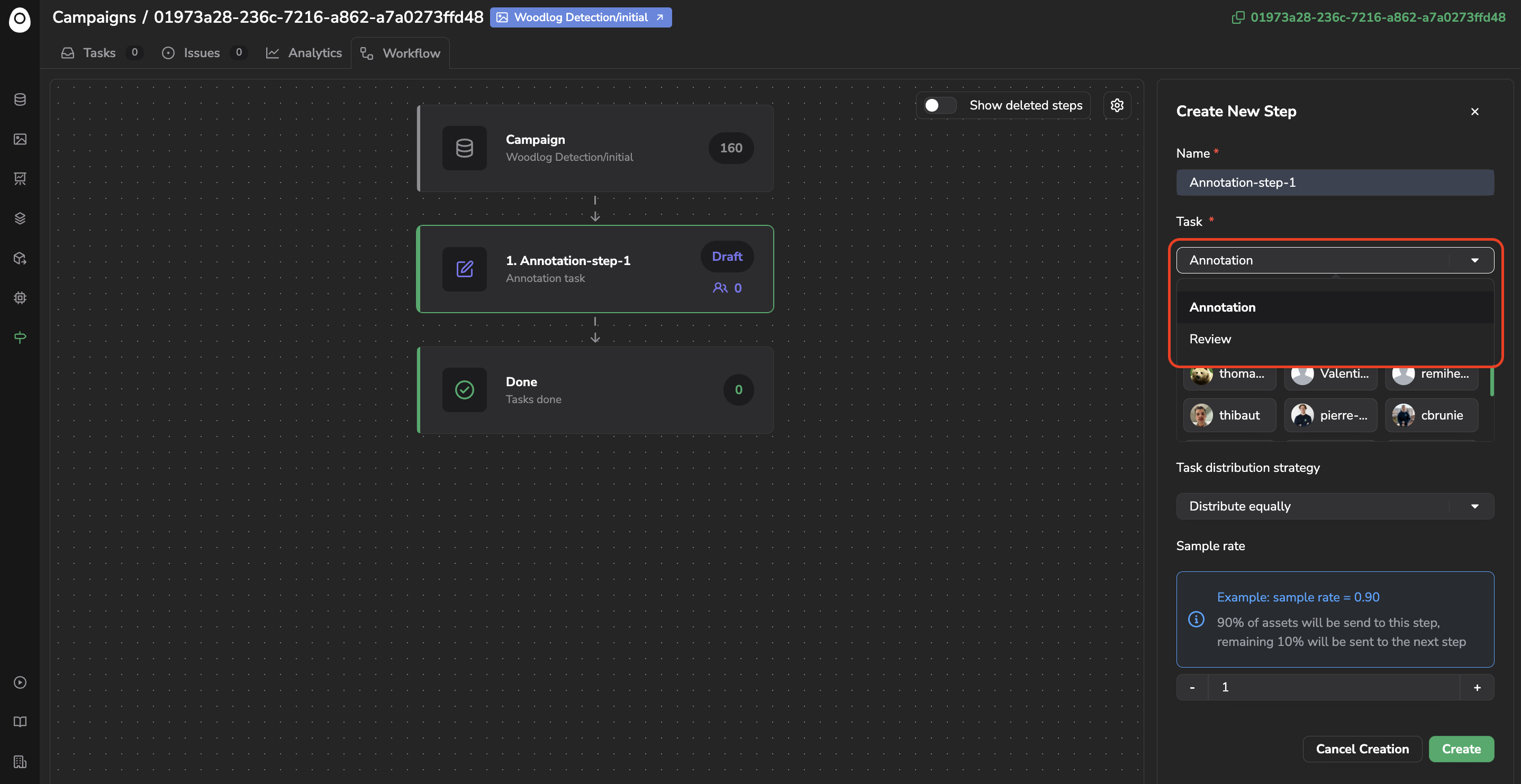 Step configuration
