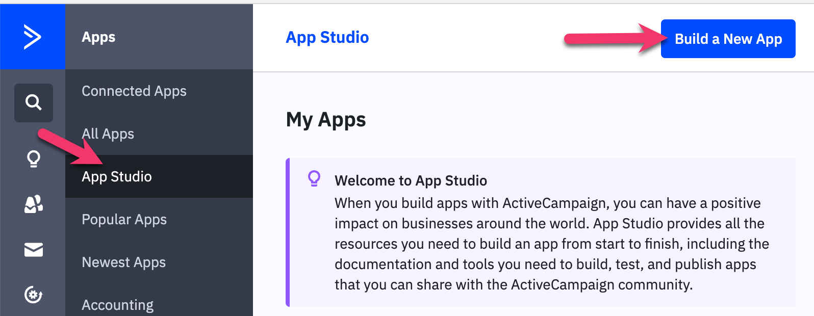App Studio, Build a New App