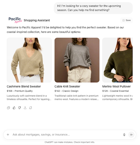 Custom app running in the ChatGPT interface.