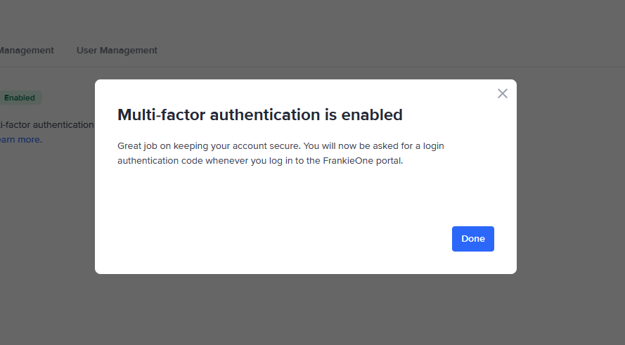 Multi-factor authentication is enabled.