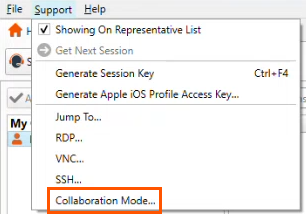 Image of the Collaboration Mode menu item.