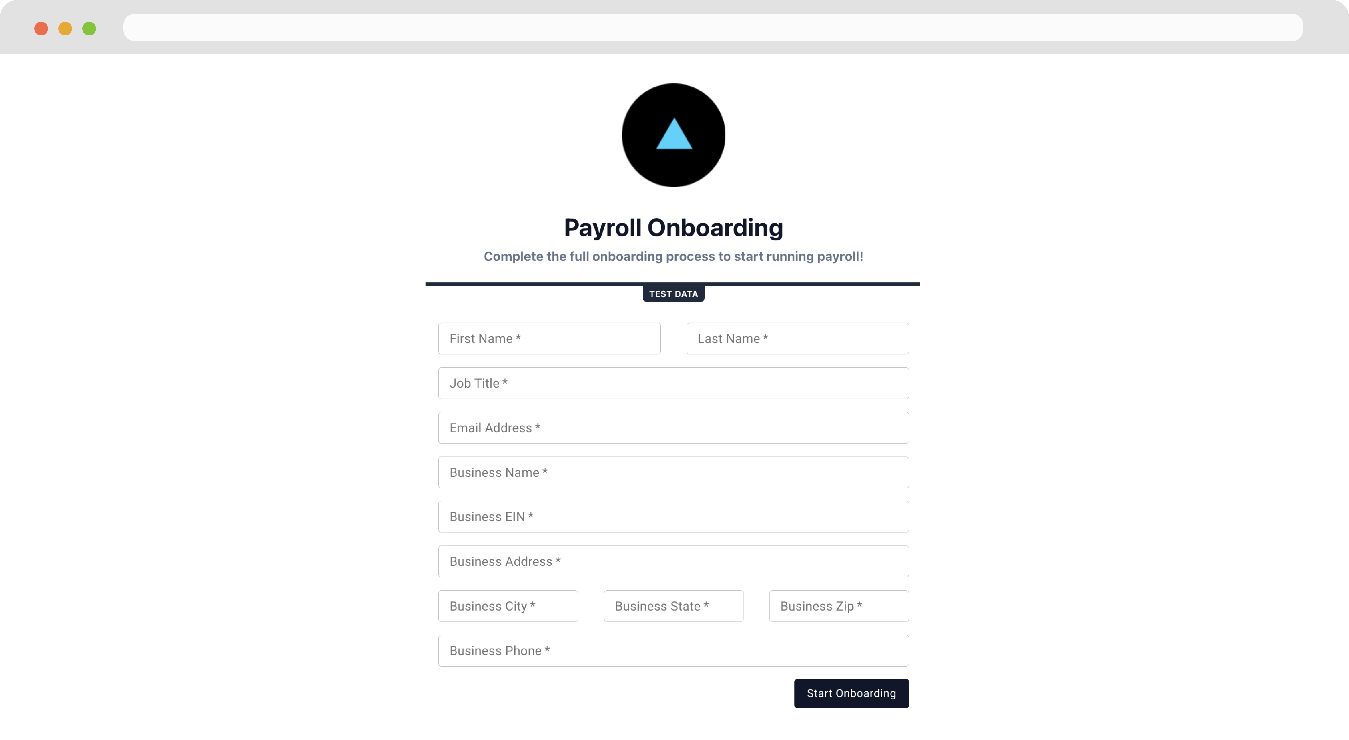 UI of employer onboarding component