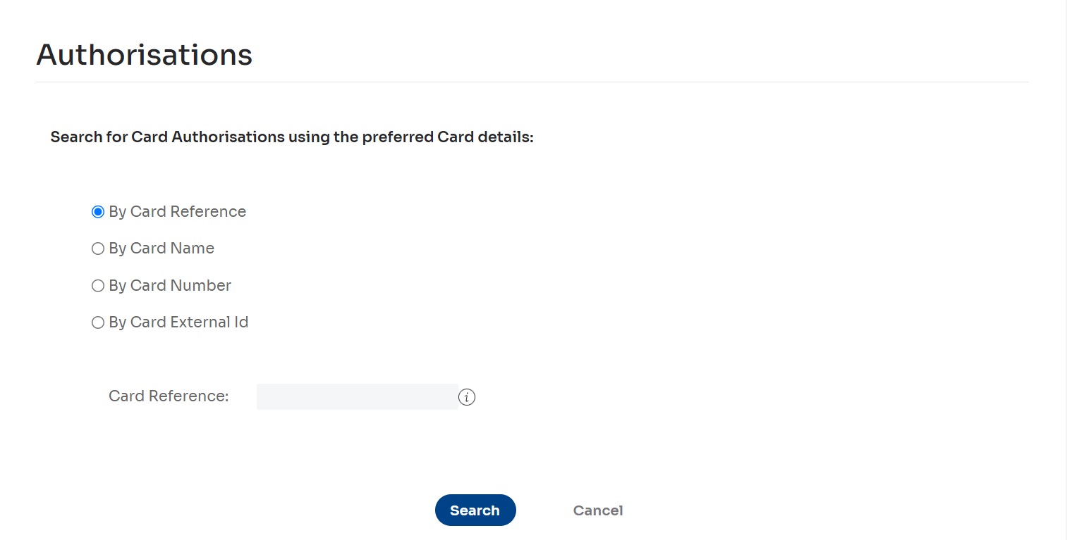 Figure 28: Choosing a card to view authorizations