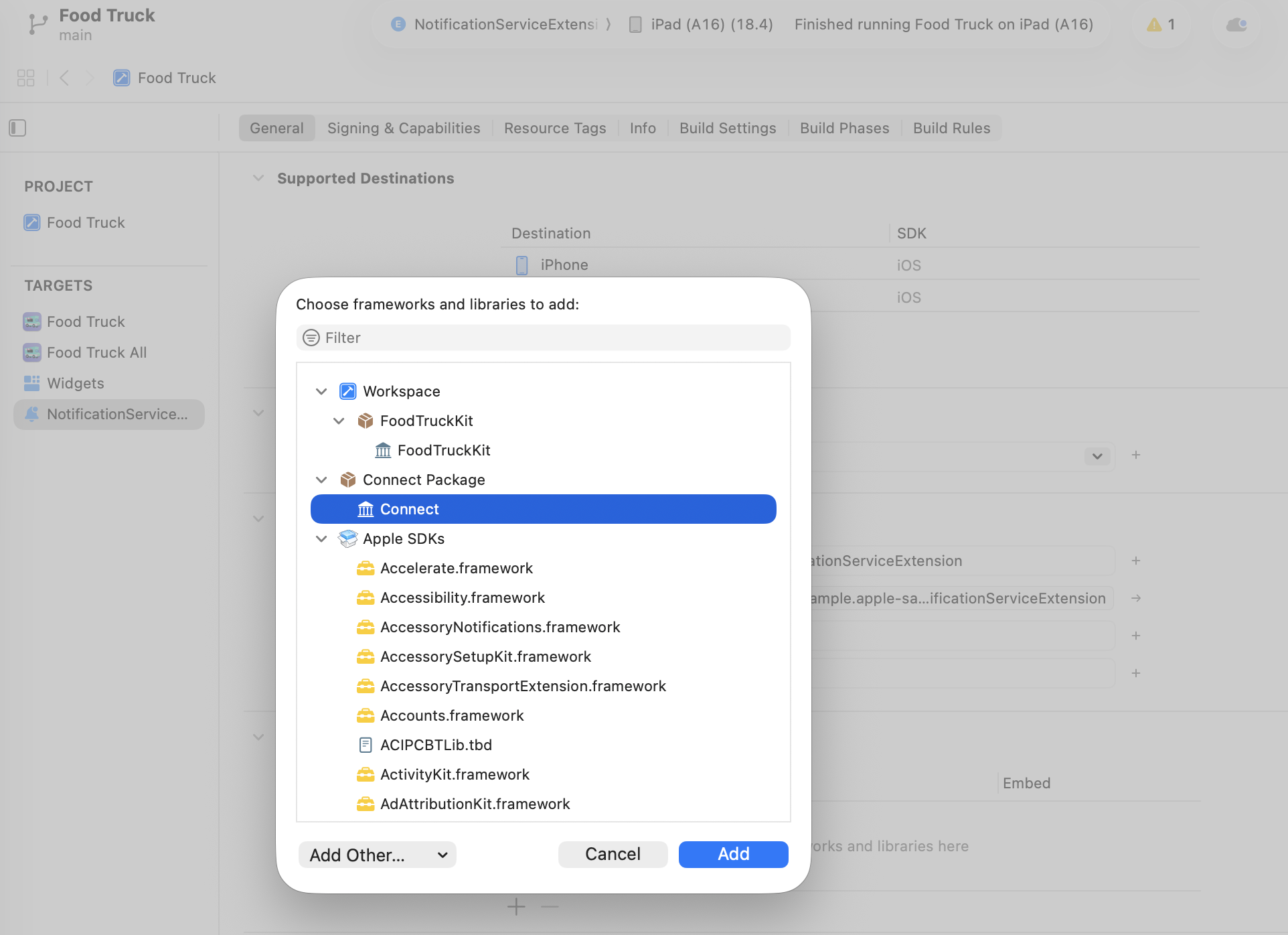 Add Connect SDK to NotificationServiceExtension