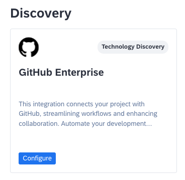 GitHub Enterprise Integration on the Integrations Page in the Administration Area