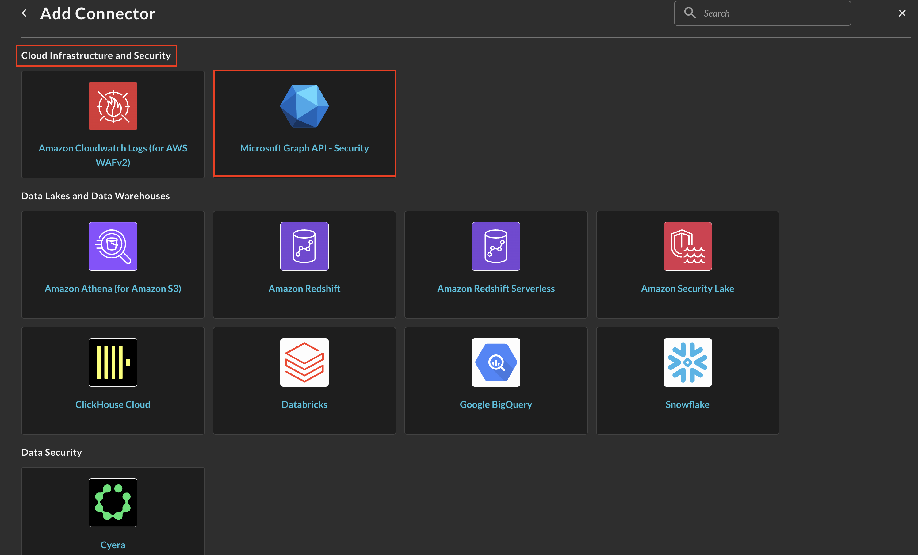 FIG. XX - Locating the Microsoft Graph API - Security Connector