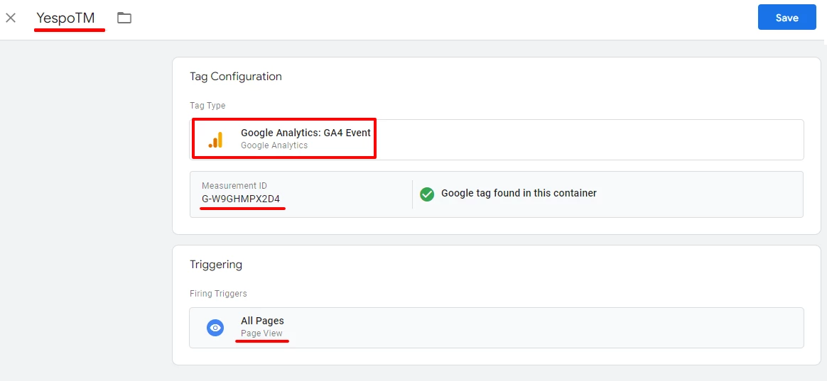 Setting Tag Configuration and Triggering