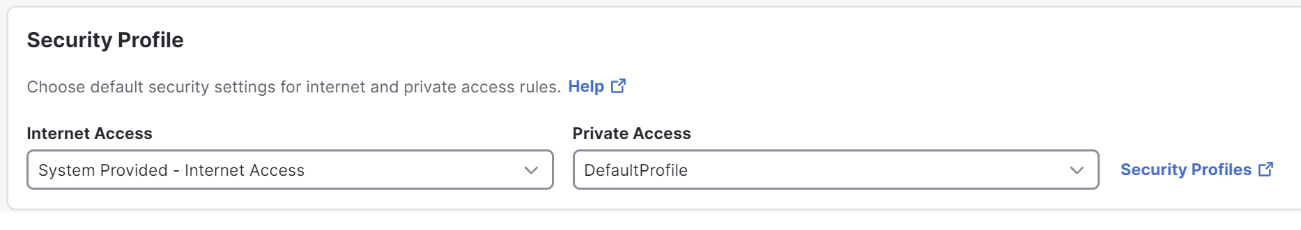 Security Profile option on Rule Defaults page