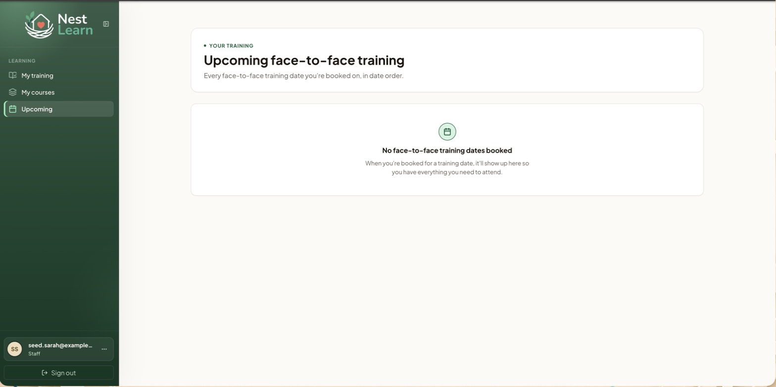 Upcoming face-to-face training page