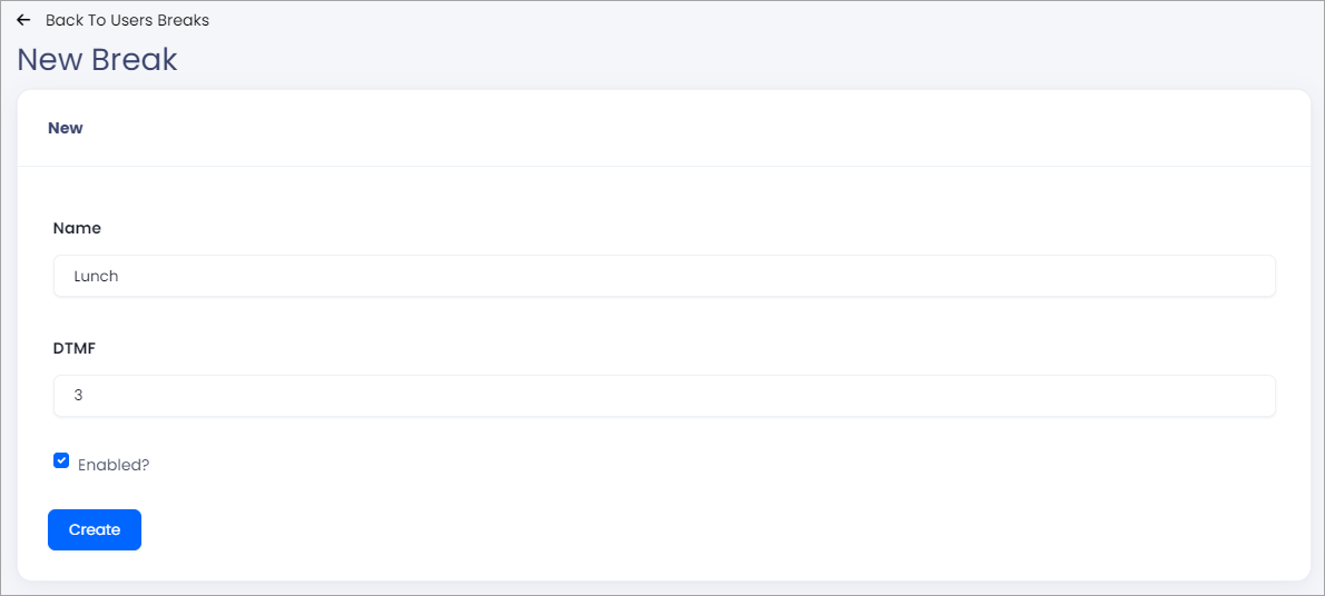 Screenshot of adding a user break