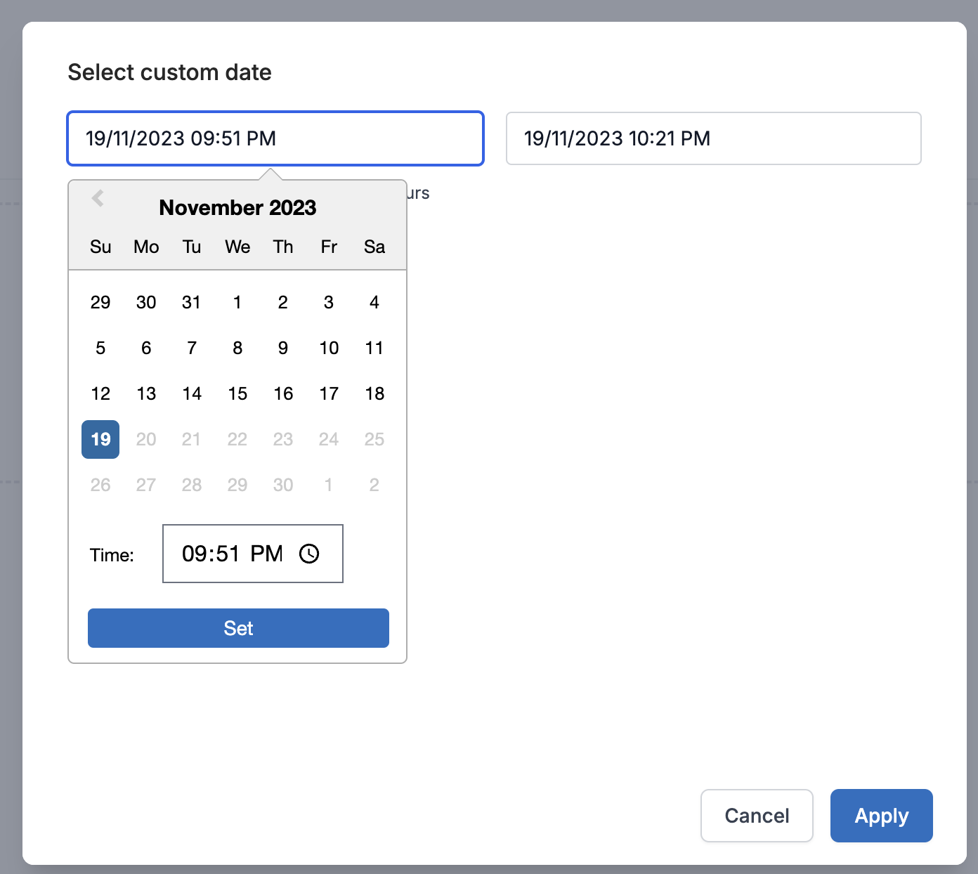 Custom date-time filter