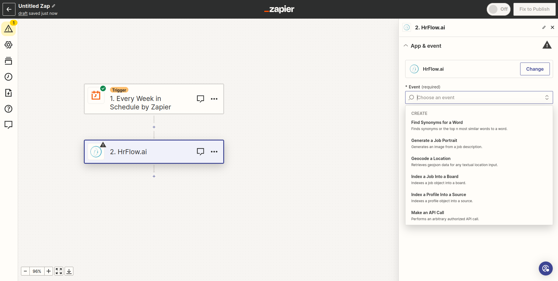 Choose an endpoint HrFlow.ai action to use