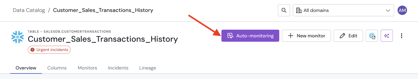 Generating monitor recommendations via the asset page.