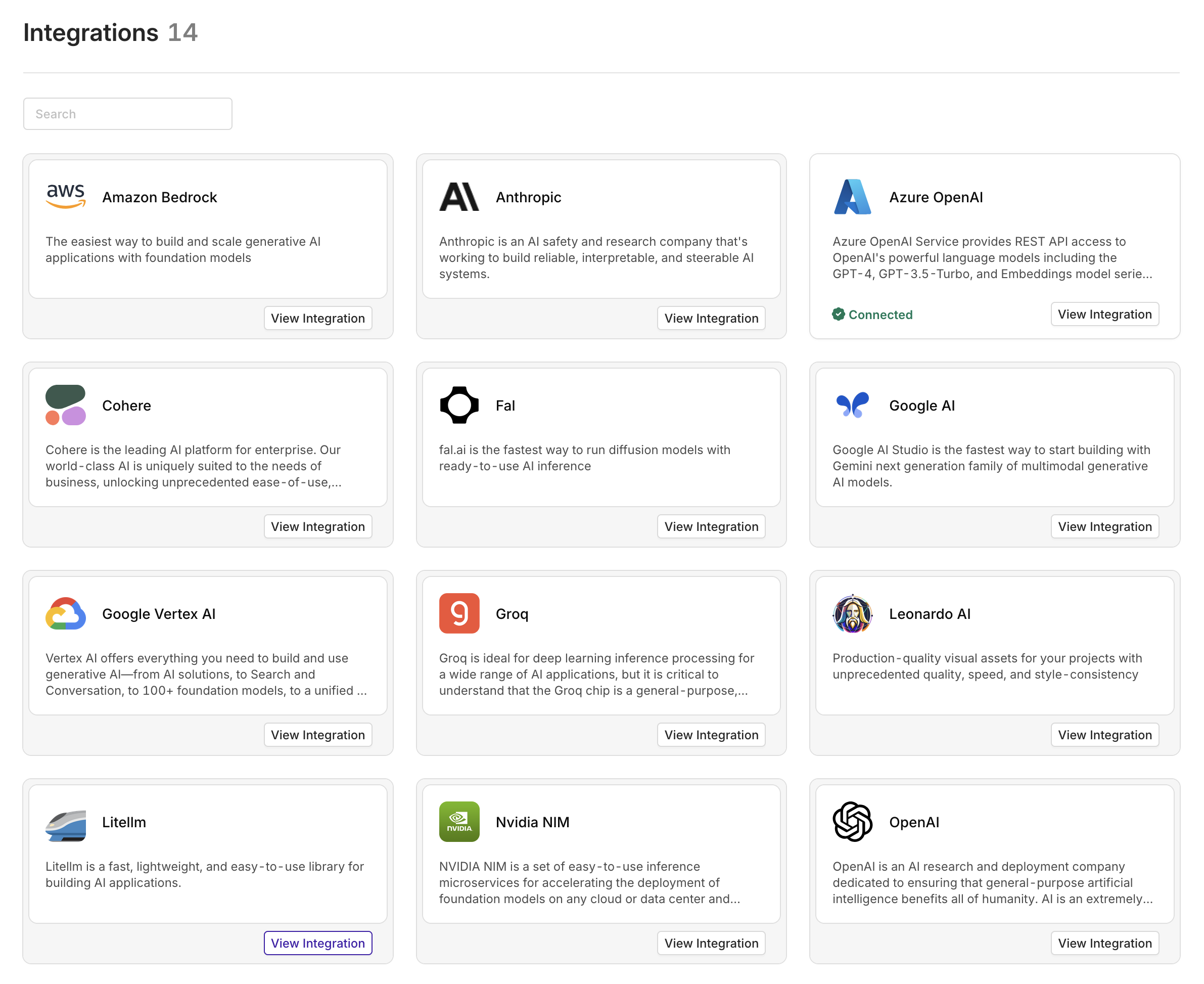 All supported providers are visible in this page.