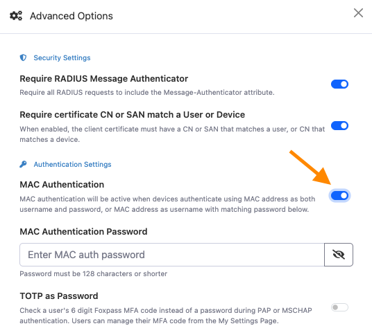 MAC address as both username and password