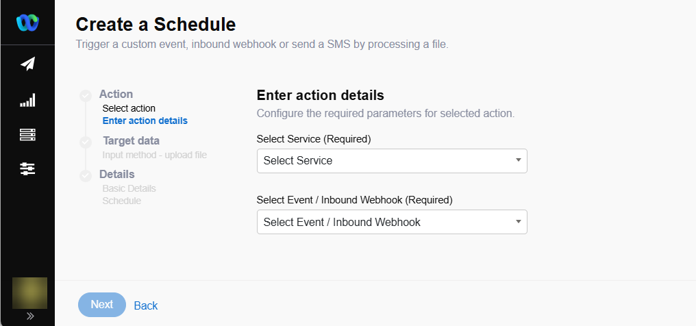 Screenshot of creating the Custom Events