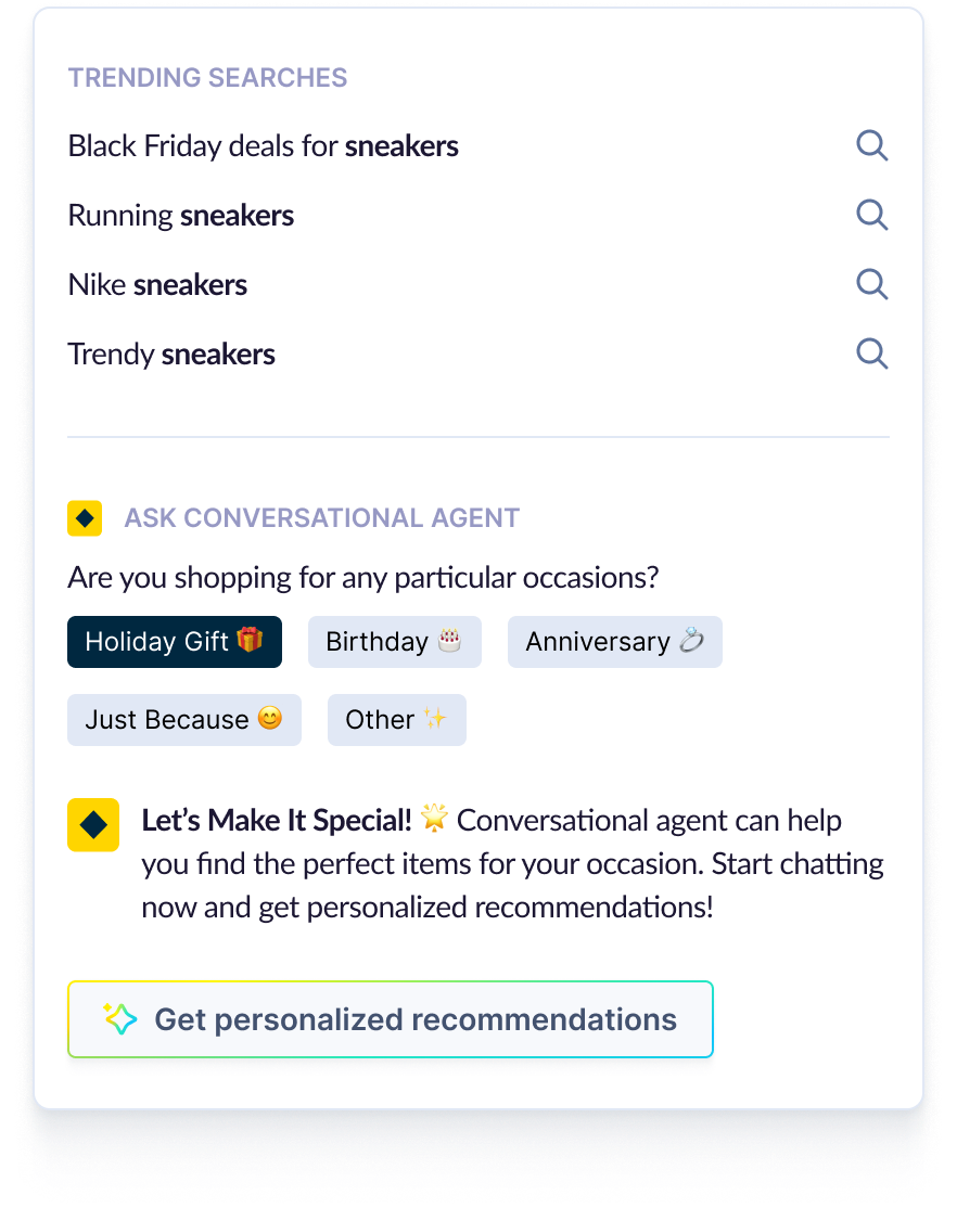 Filtering prompts in the autosuggest panel to initiate conversations.