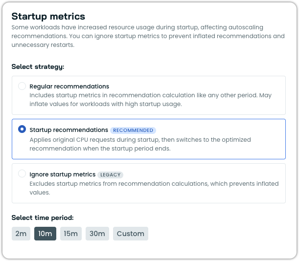 Startup metrics at the policy level