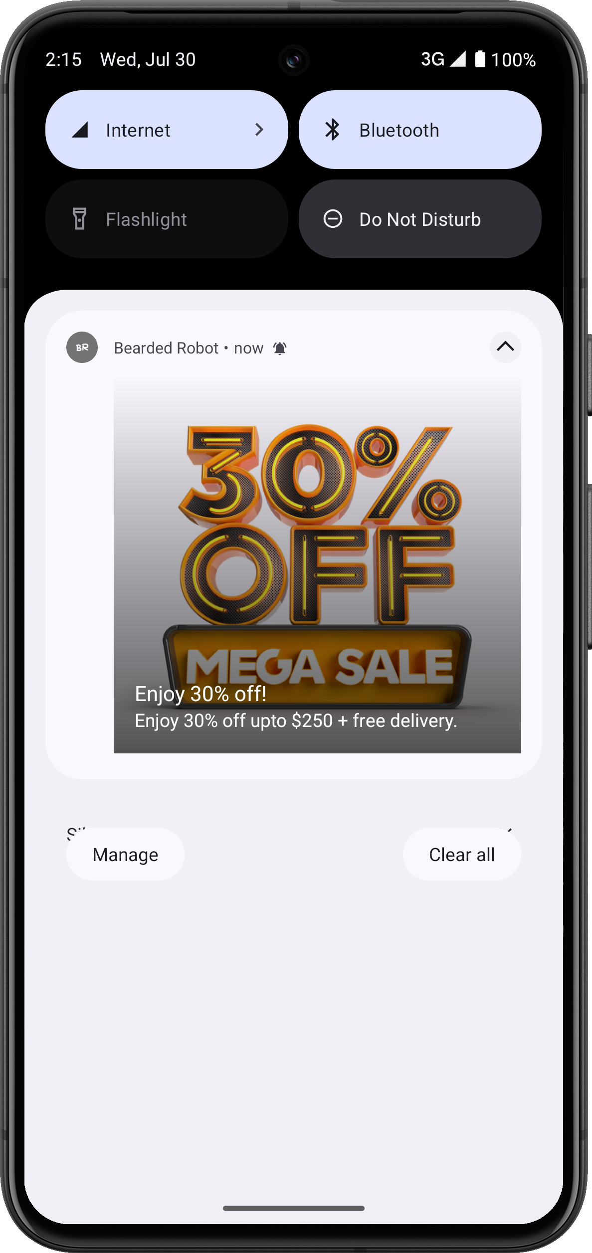 Text over Image Push Template