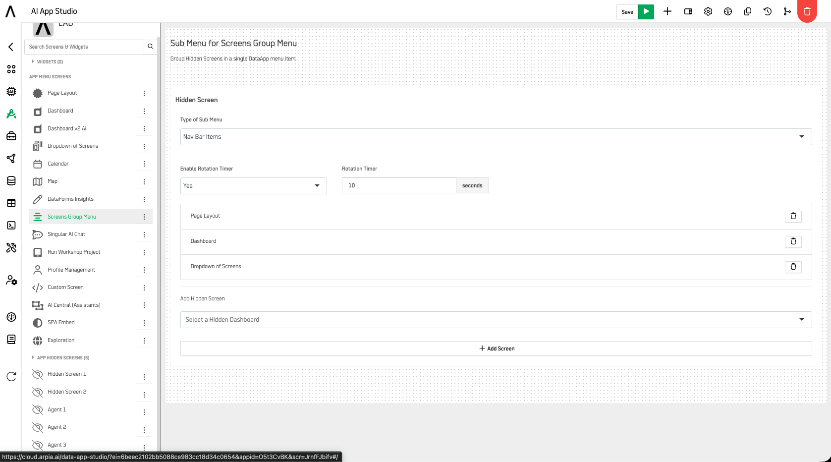 Screen Group Menu