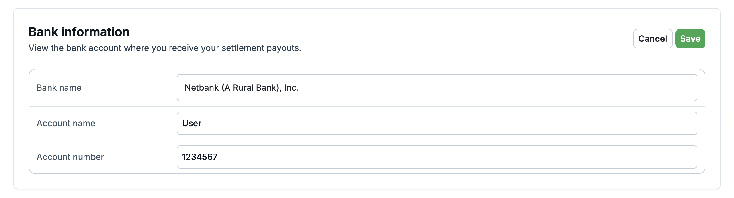 Enter account name and number