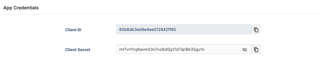Alex: Test App | Gorgias Partner Portal 2021-06-02 17-47-19.jpg Gorgias OAuth2 Client ID and Secret example.