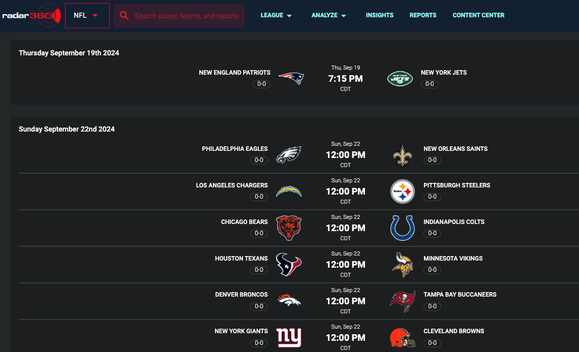 NFL Schedules