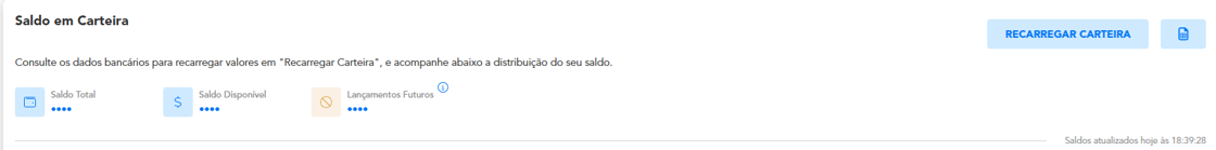 Destaque da seção Saldo em Carteira