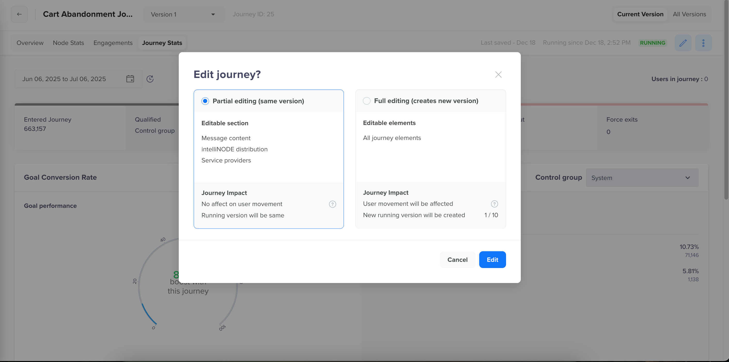 Edit a Currently Active Journey