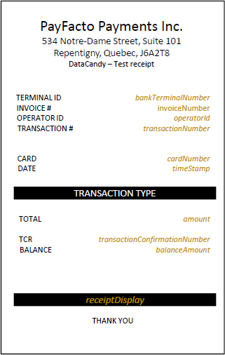 Sample English Receipt