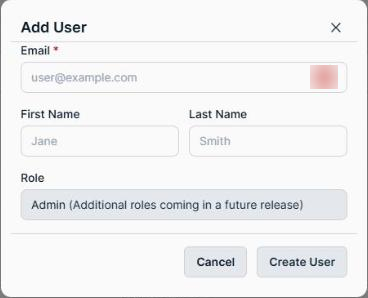 The Add User dialog