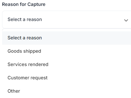 List of capture reasons.