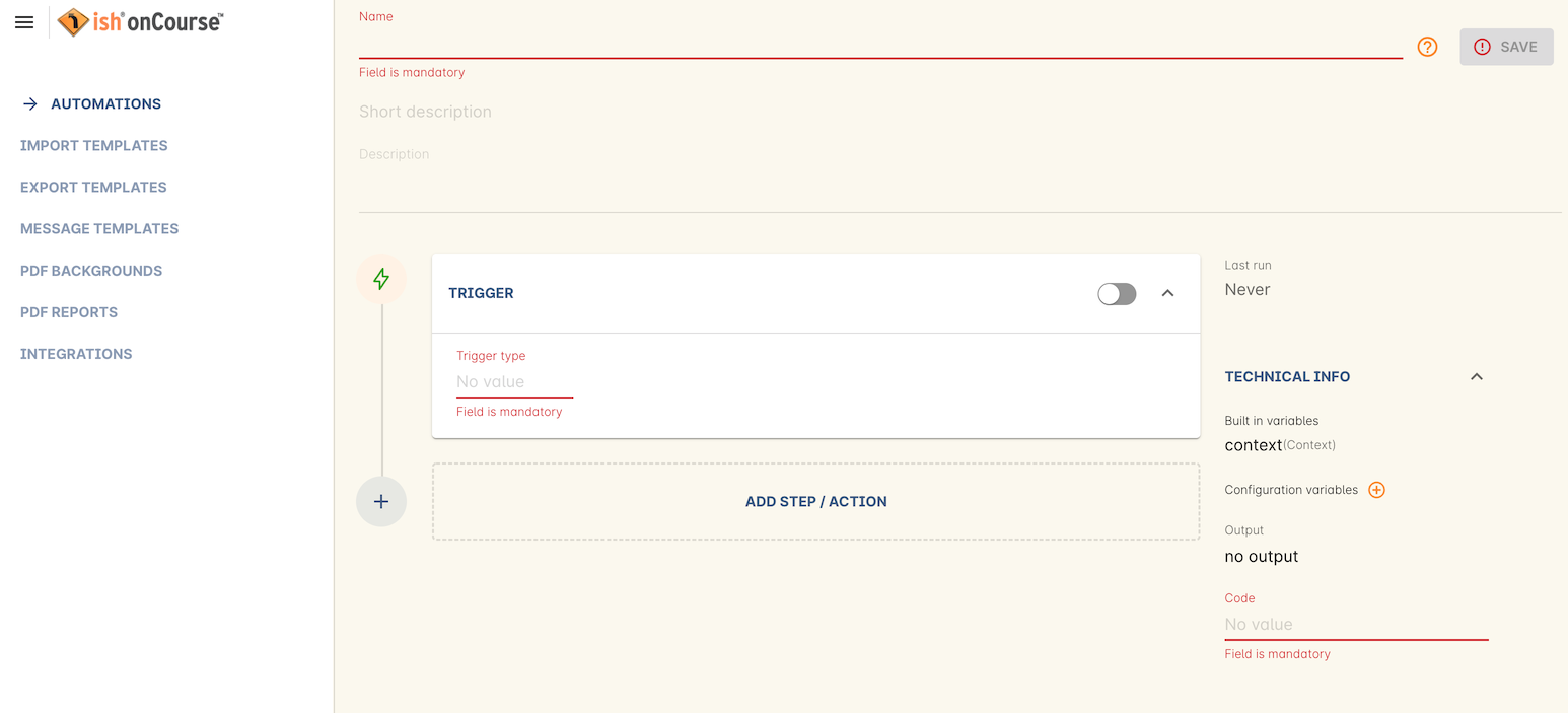 Figure 567. The edit view for a new automation.