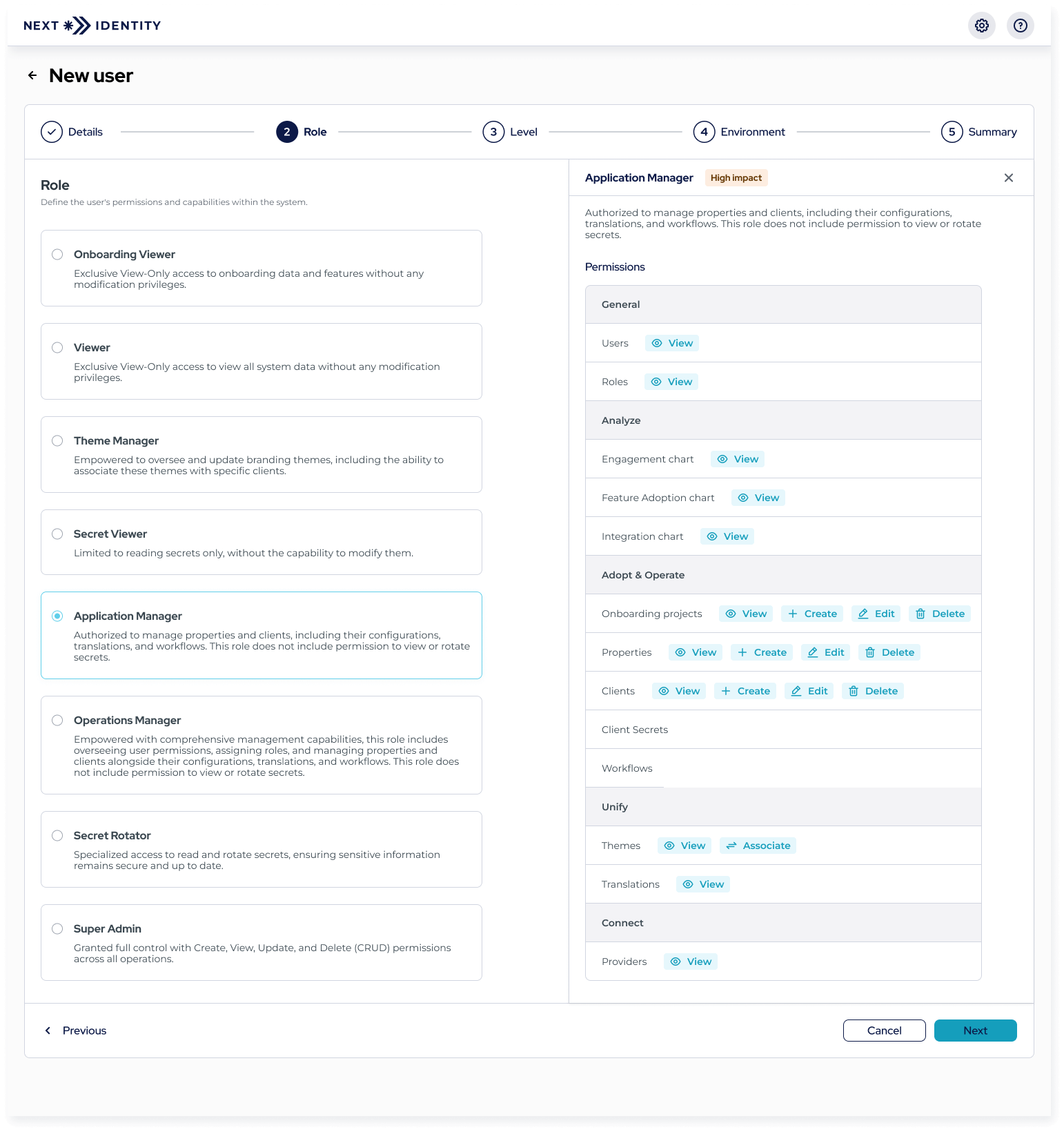 Step 2: Select a predefined role